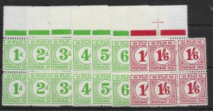 FIJI SGD11/8 1940 POSTAGE DUE SET BLOCKS OF 4 MNH