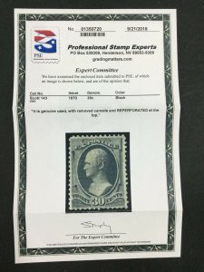 MOMEN: US STAMPS #143 USED PSE CERT LOT #73843