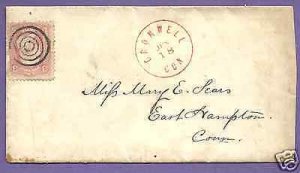 #65  CROMWELL, CONN. - c1862  US POSTAL HISTORY COVER.