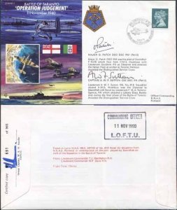 JS40/7a 11/11/90 Battle of Taranto Signed Major O. Patch Cpt A.W.F Sutton (A)