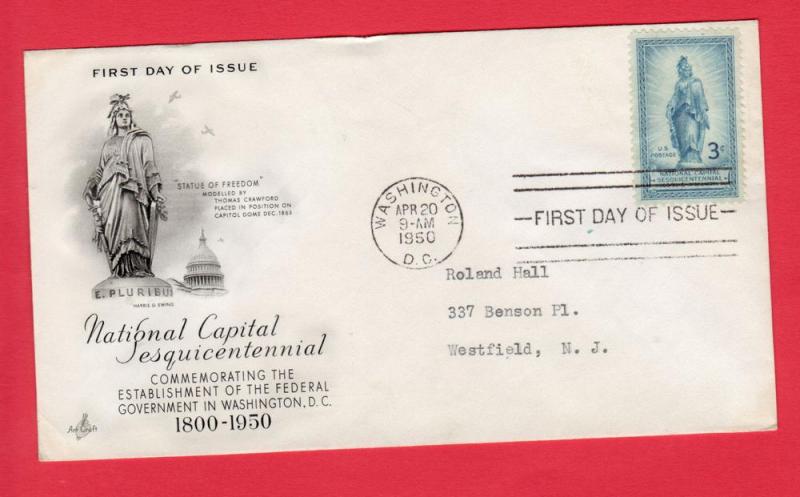 #989 National Capital Sesquicentennial-Artcraft Cachet!