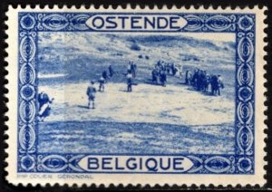 Vintage 1930's Belgium Tourism Poster Stamp Ostende Unused