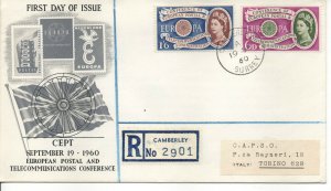 GB FDC 1960 EUROPA. FINE REGISTERED ILLUSTRATED FDC