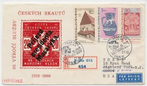 Registered cover / Postmark Czechoslavakia 1968 50 Years of Scouting