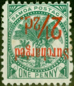 Samoa 1898 2 1/2d on 1d Bluish Green SG48a Opt Inverted Fine Mtd Mint