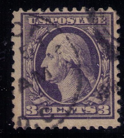 US SCOTT #529 USED 3c VIOLET WASHINGTON F-VF