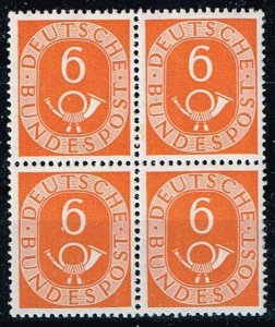 Germany 1951,Sc.#673 MNH block of 4. Digits with Posthorn cv.€180
