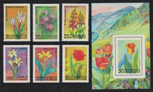 Uzbekistan Tulips Crocus Colchicum Flowers 6v+MS 1993 MNH SG#35-MS41