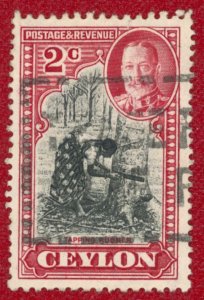 CEYLON Sc 264 USED 1935 2c - King George V - Tapping Rubber Tree