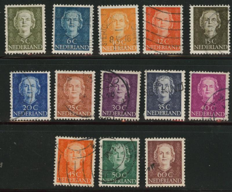 Netherlands Scott 306-18 Used Queen Juliana 1949 set 