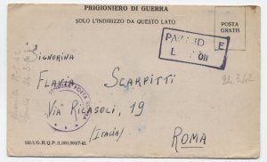 1942 Italian prisoner of war card camp 306 (egypt?) [6521.283]