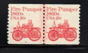 #1908 MNH Line Pair  #10 20c Fire Pumper 1981-84 Issue
