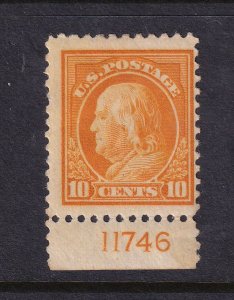 1917 Franklin 10c Sc 510 MHR OG plate number single stamp Hebert CV $55 (T4