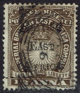 BRITISH EAST AFRICA 1895 OVERPRINTED LIGHT AND LIBERTY ½A USED