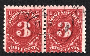 US 1914 3¢ Postage Due Stamp Pair #J54 Used CV $150