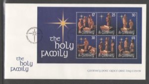 Guernsey Sc 702a 1999 Christmas stamp sheet on FDC