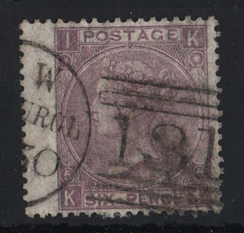 GB 1865 6d emblems plate 5 fine used sg97 cat £140