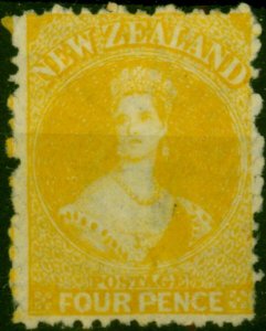 New Zealand 1866 4d Yellow SG120 Fine & Fresh Unused