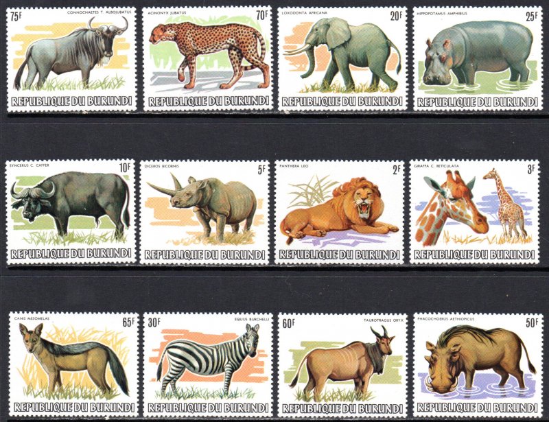 BURUNDI 589-600 MNH (SHORT 1 HIGH VALUE)SCV $168.00 BIN $100.80 ANIMALS