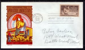 US 968 Poultry Cachet Craft Boll Pencil FDC
