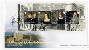 Great Britain 2024 FDC Souvenir Sheet Stamps Tower of London Imprisoned Boleyn