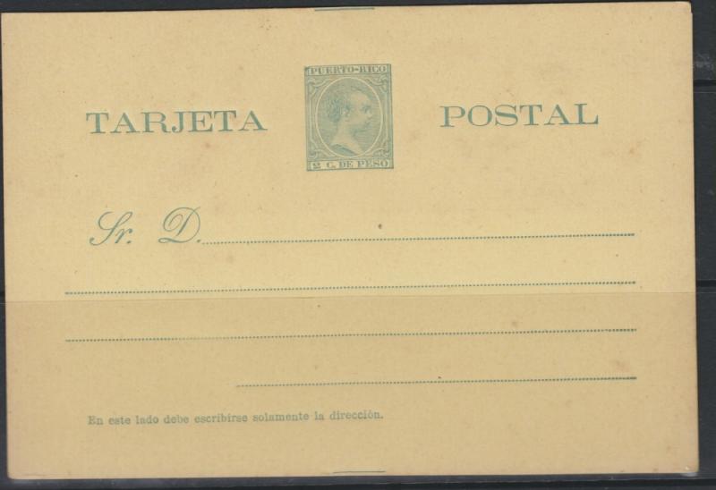 O)1898 PUERTO RICO, POSTAL STATIONARY, 5 C DE PESO-GREEN, KI