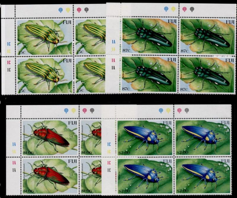 Fiji 878-81 TL Blocks Plate 1A,1C MNH Insects, Beetles