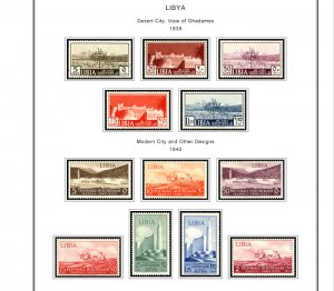 COLOR PRINTED ITALIAN LIBYA 1912-1942 STAMP ALBUM PAGES (24 illustrated pages)