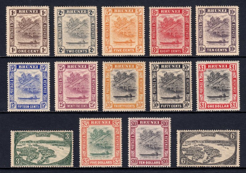 BRUNEI — SCOTT 62-75 (SG 79-92) — 1947-51 RIVER SCENE SET — MH — SCV $137