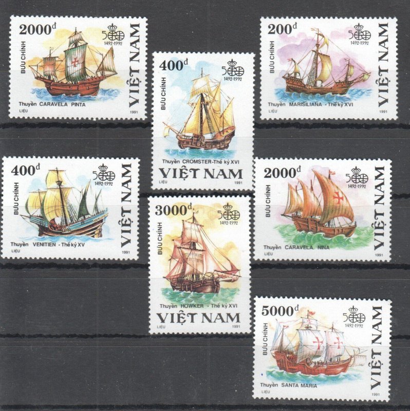 Wb150 1991 Vietnam Transport Sailing Ships 1Set Mnh