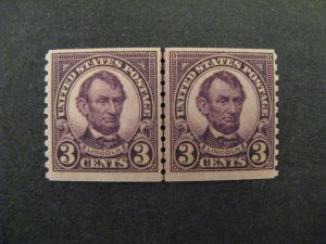 US #600 Line Pair Mint Hinged OG p2406.6847