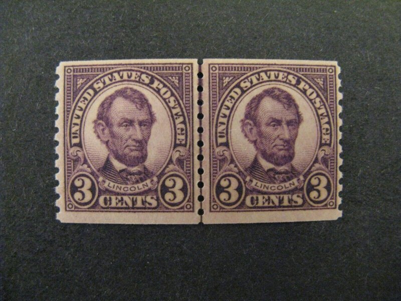 US #600 Line Pair Mint Hinged OG p2406.6847
