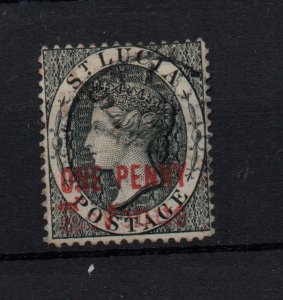 St Lucia 1883 1D Black Revenue Good Used SG#F24 WS35770