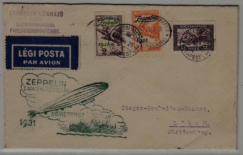 Hungary/Germany Zeppelin cover 30.3.31