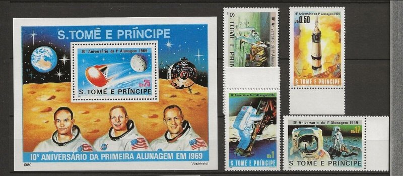 St. THOMAS & PRINCE ISL. Sc 578-82 NH SET+S/S of 1980 - SPACE