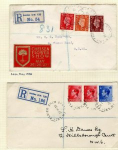GB KEVIII & KGVI Event Covers{2} CHELSEA FLOWER SHOW CDS Registered 1938 EP302 