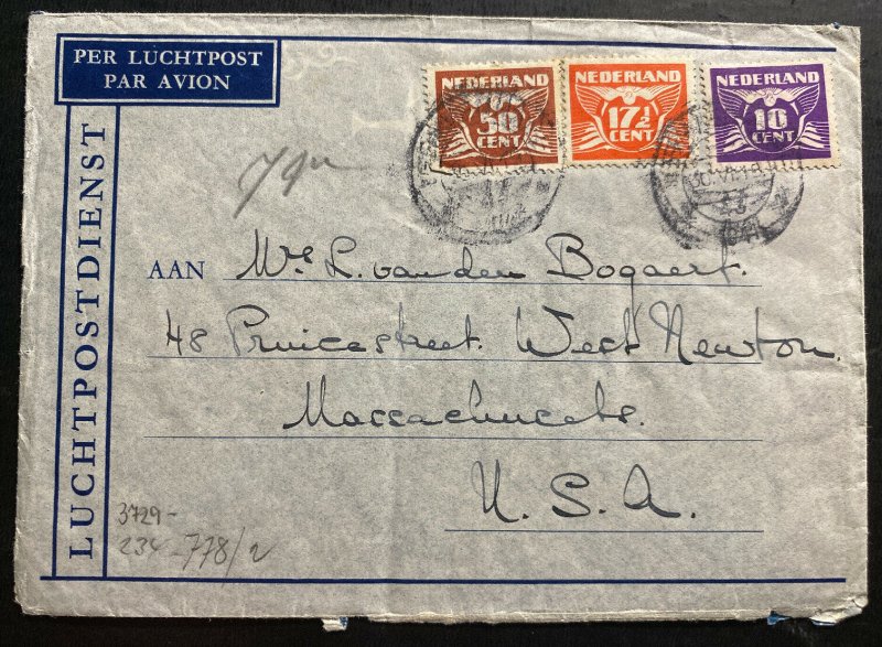 1941 The Hague Netherland Airmail Censored Cover To Newton MA USA