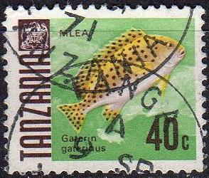 Tanzania 24 - Used - 40c Sweetlips (Fish) (1967-71) (cv $0.30) (1)