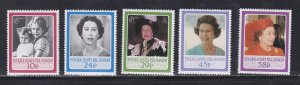 Falkland Islands # 441-445, Queen Elizabeth's 60th Birthday, LH, 1/3 Cat.