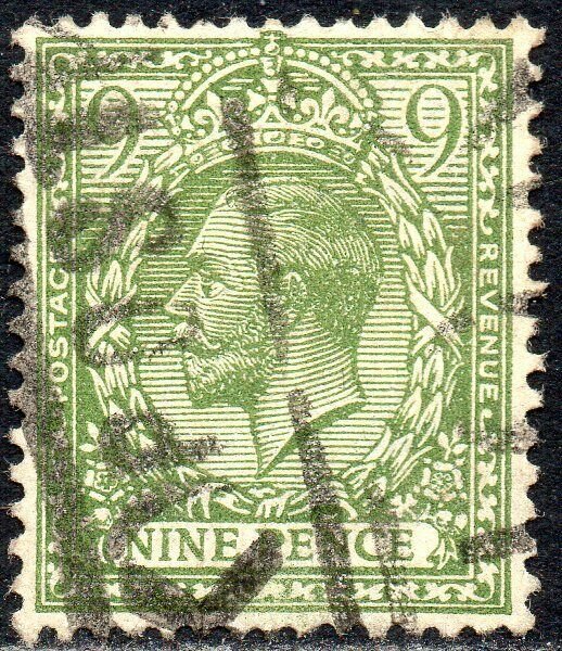 1922 Sg 393a N30/1 9d plive-green Royal Cypher Fine Used