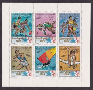 Libya # 1111-1116 (footnote) Los Angeles Olympics, Sheet of Six,  NH, 1/2 Cat.