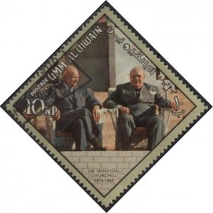 Umm al Qiwain Mi69 (used cto) 10np Churchill, Eisenhower (1966)