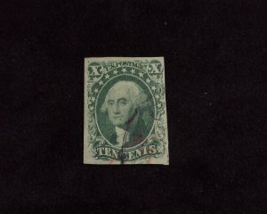 HS&C: Scott #14 Used Four margin stamp with Face Free cancel. VF US Stamp