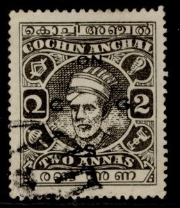 INDIAN STATES - Cochin GVI SG O71, 2a grey-black, USED.