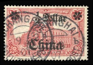 German Colonies, German Offices in China #43 Cat$20, 1905 $1/2 on 1m, used, s...
