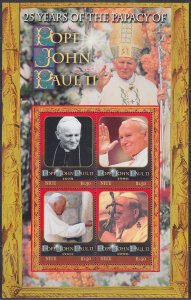 NIUE # 789a-d MNH SHEET of 4 25th ANN of ELECTION of POPE JOHN PAUL II