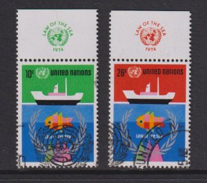 United Nations New York   #254-255 cancelled  1974 law of the sea