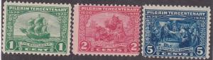 United States # 548-550, Pilgrim Tercentenary, Hinged, 1/3 Cat.