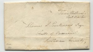 1823 Newburgh NY stampless cover postmaster free frank [y6910]