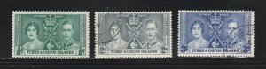 Turks and Caicos Islands 35-37 Set M&U Coronation Issue